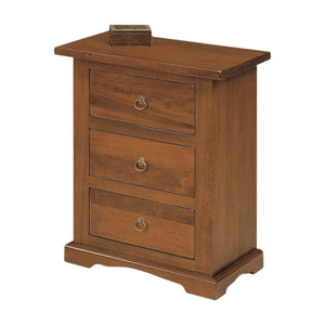 Comodino arte povera in legno 3 cassetti tinta noce 60x35x70 (78) - Mobili 2G