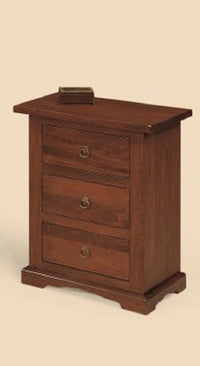 Comodino arte povera in legno 3 cassetti tinta noce 60x35x70 (78) - Mobili 2G