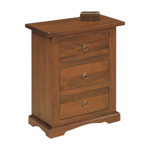 Comodino arte povera in legno 3 cassetti tinta noce 60x35x70 (78) - Mobili 2G