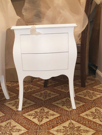 Comodino bombato 2 cassetti legno bianco opaco 49x29x61 (1018) - Mobili 2G