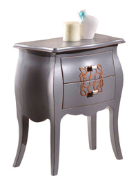 Comodino bombato legno grigio spigolato 50x30x60