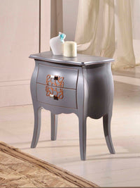 Comodino bombato legno grigio spigolato 50x30x60