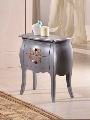 Comodino bombato legno grigio spigolato 50x30x60