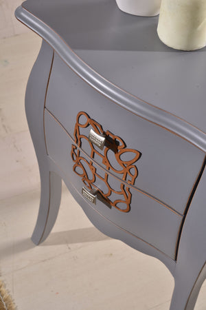 Comodino bombato legno grigio spigolato 50x30x60