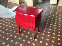 Comodino bombato legno rosso brillante 50x30x60