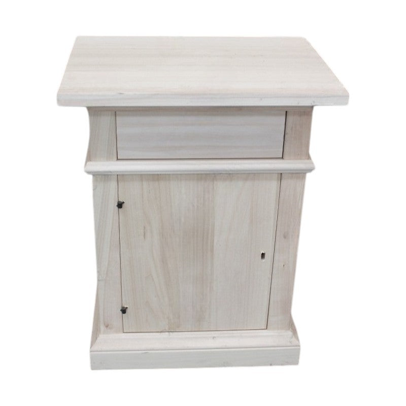 comodino classico 1 cassetto 1 porta legno grezzo 51x37x67 - Mobili 2G