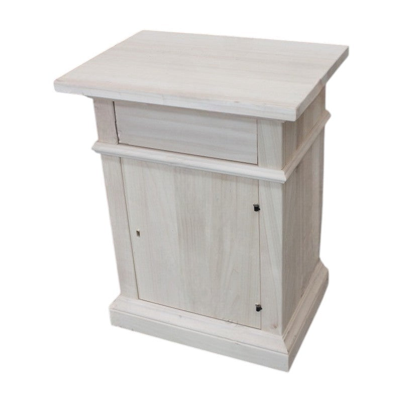 comodino classico 1 cassetto 1 porta legno grezzo 51x37x67 - Mobili 2G