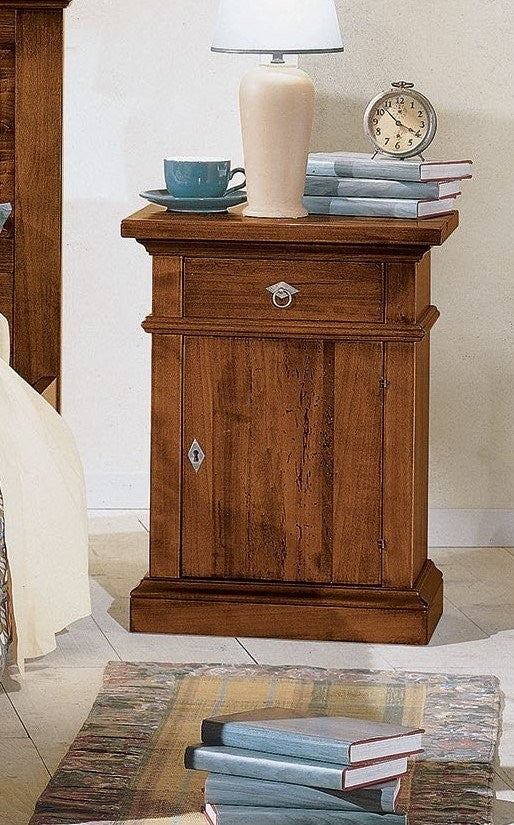 comodino classico 1 cassetto 1 porta legno grezzo 51x37x67 - Mobili 2G