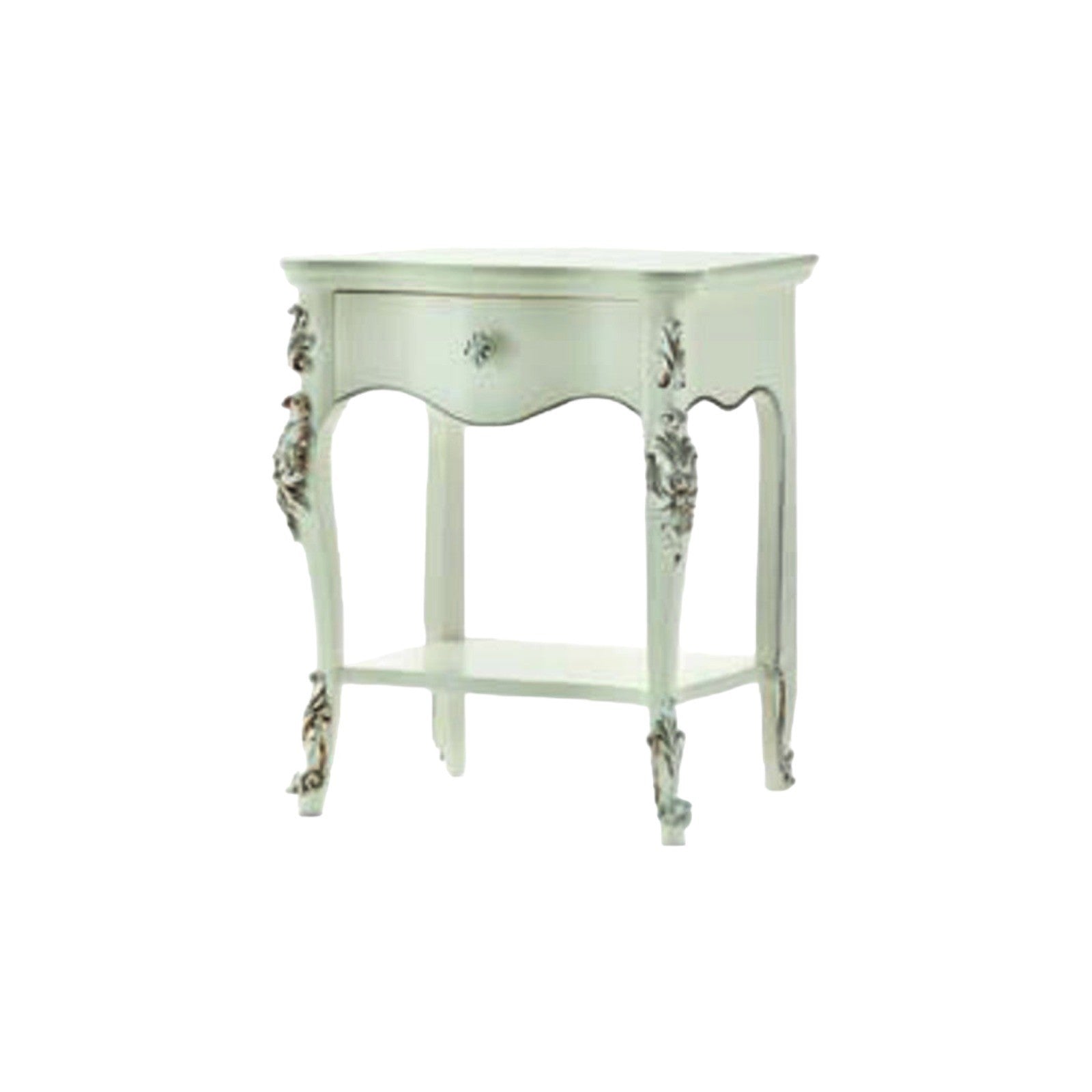 Comodino classico 1 cassetto 1 ripiano in legno bianco l.57 p.40 h.68 - Mobili 2G