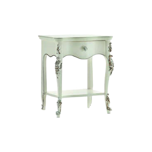 Comodino classico 1 cassetto 1 ripiano in legno bianco l.57 p.40 h.68 - Mobili 2G