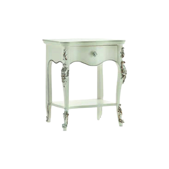 Comodino classico 1 cassetto 1 ripiano in legno bianco l.57 p.40 h.68 - Mobili 2G