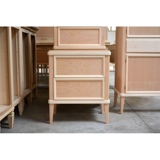 Comodino classico 2 cassetti in legno grezzo l.58 p.38 h.70 - Mobili 2G
