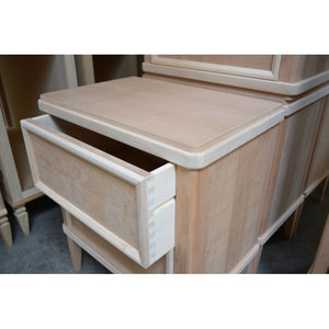 Comodino classico 2 cassetti in legno grezzo l.58 p.38 h.70 - Mobili 2G