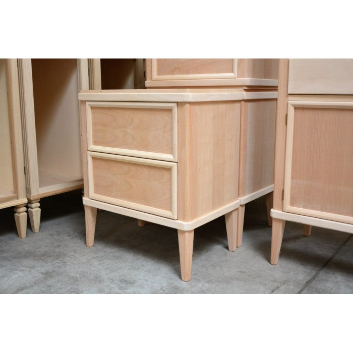 Comodino classico 2 cassetti in legno grezzo l.58 p.38 h.70 - Mobili 2G