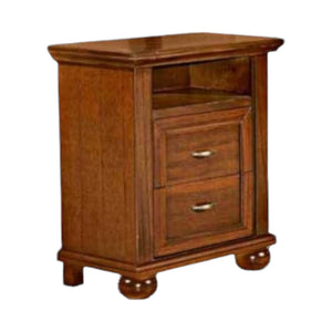Comodino classico 2 cassetti in legno tinta noce 57x35x60 - Mobili 2G