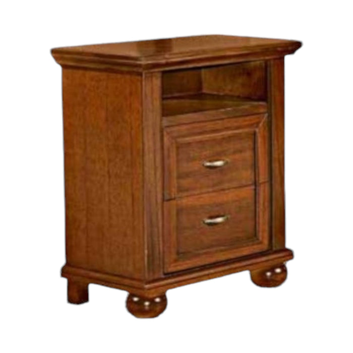 Comodino classico 2 cassetti in legno tinta noce 57x35x60 - Mobili 2G