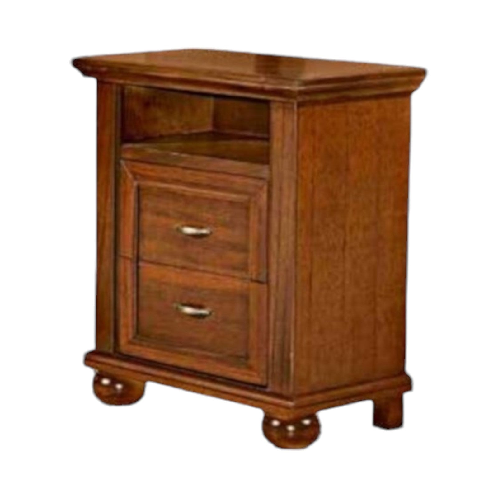 Comodino classico 2 cassetti in legno tinta noce 57x35x60 - Mobili 2G