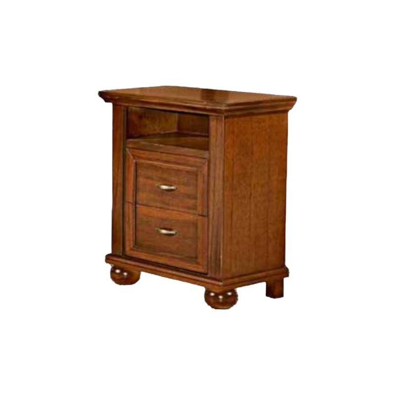Comodino classico 2 cassetti in legno tinta noce 57x35x60 - Mobili 2G