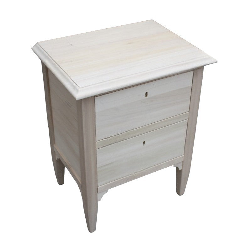 comodino classico 2 cassetti legno grezzo 51x37x65 - Mobili 2G