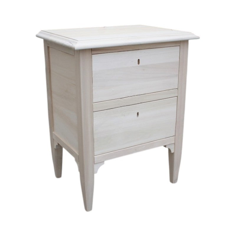 comodino classico 2 cassetti legno grezzo 51x37x65 - Mobili 2G