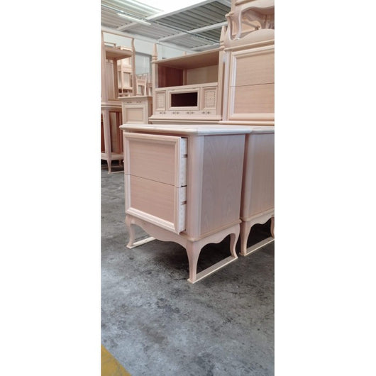 Comodino classico 2 cassetti legno grezzo 61x41x71 - Mobili 2G