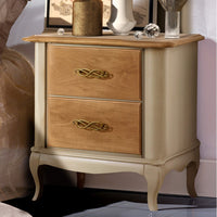 Comodino classico 2 cassetti legno grezzo 61x41x71 - Mobili 2G