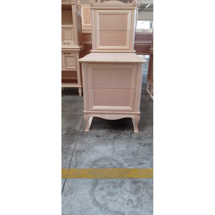 Comodino classico 2 cassetti legno grezzo 61x41x71 - Mobili 2G