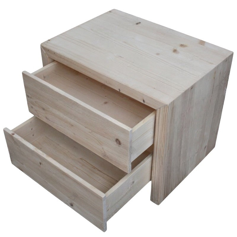  comodino classico 2 cassetti legno massello abete grezzo 55x40x45 - Mobili 2G