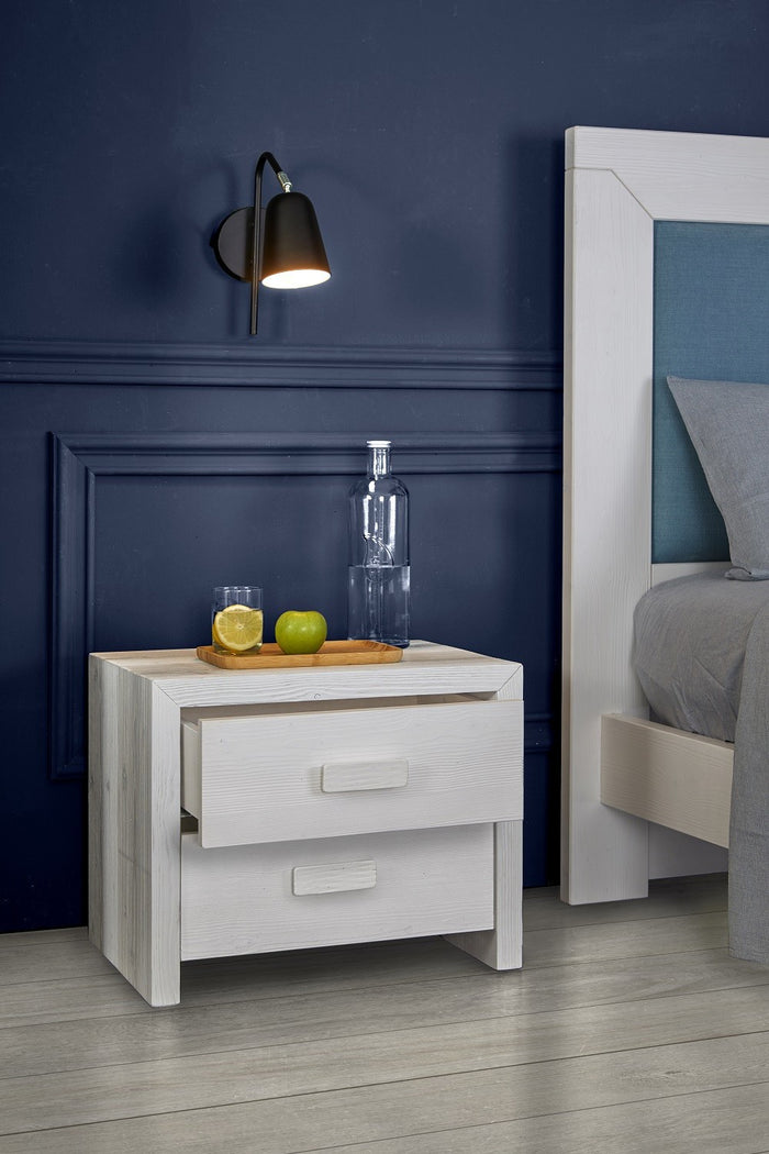  comodino classico 2 cassetti legno massello abete grezzo 55x40x45 - Mobili 2G