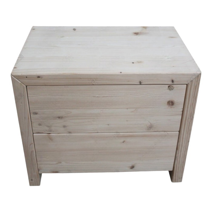  comodino classico 2 cassetti legno massello abete grezzo 55x40x45 - Mobili 2G