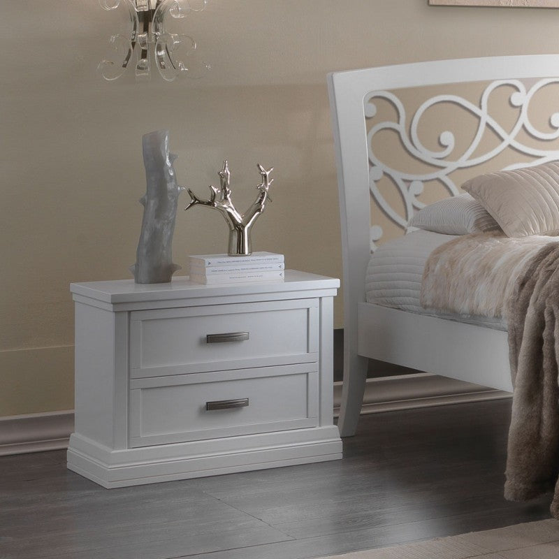 Comodino classico 2 cassetti legno shabby bianco 63x39x54 - Mobili 2G