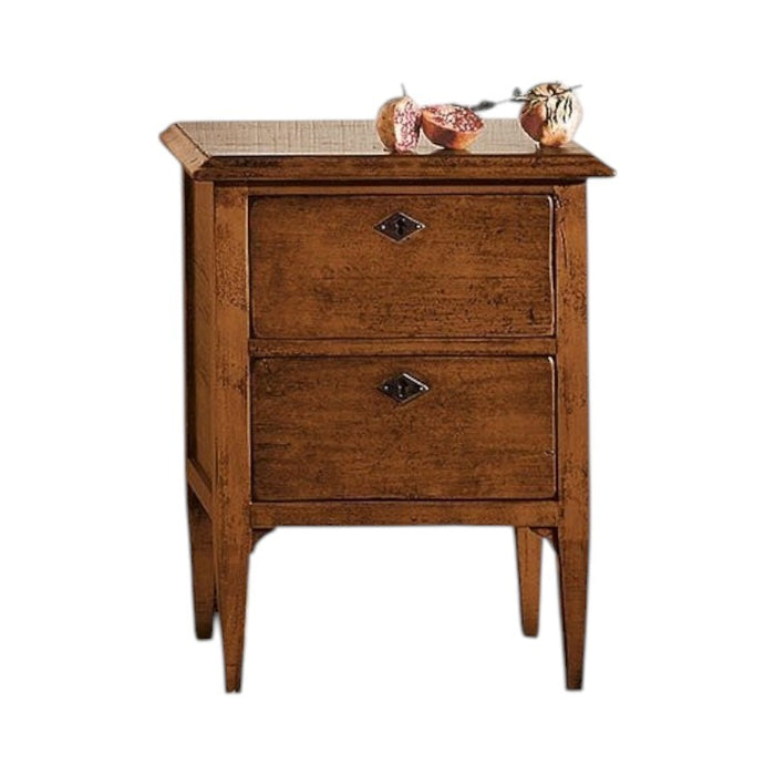 Comodino classico 2 cassetti legno tinta noce 51x37x65 (810) - Mobili 2G