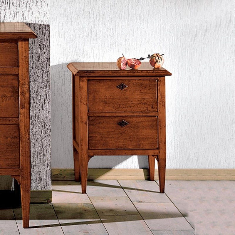 Comodino classico 2 cassetti legno tinta noce 51x37x65 (810) - Mobili 2G