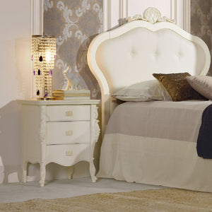 Comodino classico 3 cassetti in legno bianco l.56 p.41 h.68 - Mobili 2G