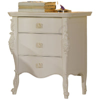 Comodino classico 3 cassetti in legno bianco l.56 p.41 h.68 - Mobili 2G