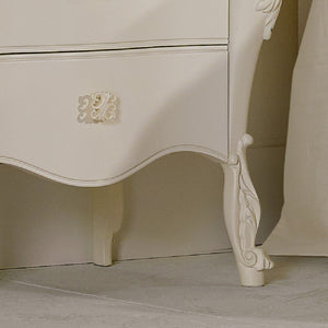 Comodino classico 3 cassetti in legno bianco l.56 p.41 h.68 - Mobili 2G