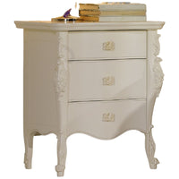 Comodino classico 3 cassetti in legno bianco l.56 p.41 h.68 - Mobili 2G