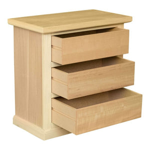 Comodino classico 3 cassetti in legno grezzo 60x35x64 - Mobili 2G