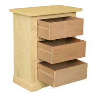 Comodino classico 3 cassetti in legno grezzo 60x35x64 - Mobili 2G