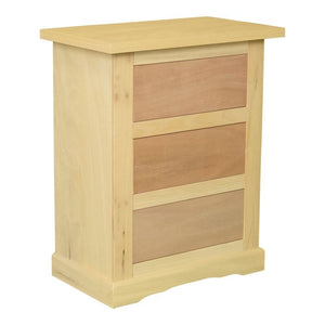 Comodino classico 3 cassetti in legno grezzo 60x35x64 - Mobili 2G