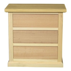 Comodino classico 3 cassetti in legno grezzo 60x35x64 - Mobili 2G