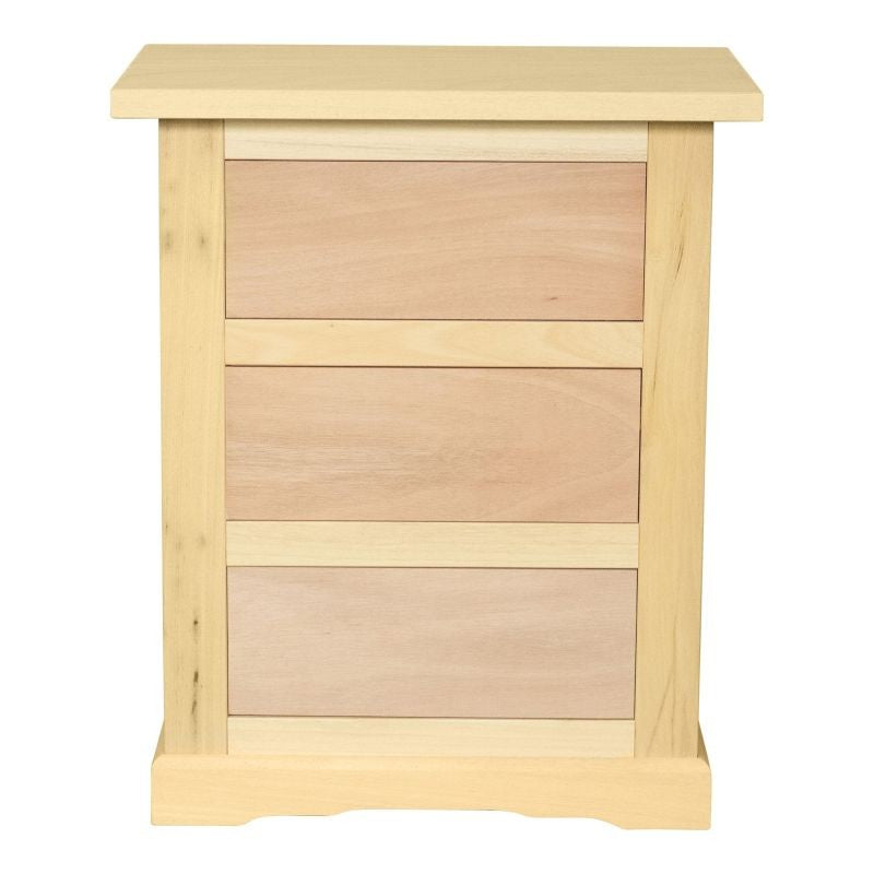 Comodino classico 3 cassetti in legno grezzo 60x35x64 - Mobili 2G