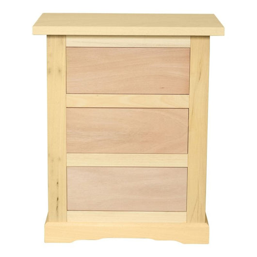Comodino classico 3 cassetti in legno grezzo 60x35x64 - Mobili 2G