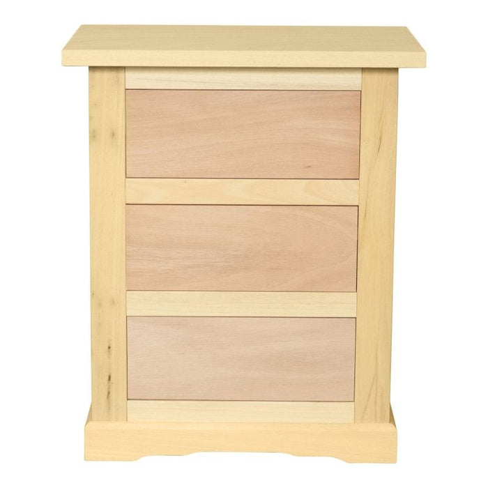 Comodino classico 3 cassetti in legno grezzo 60x35x64 - Mobili 2G