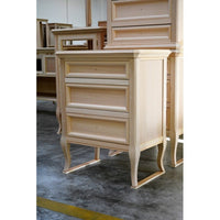 Comodino classico 3 cassetti in legno grezzo l.55 p.36 h.70 - Mobili 2G