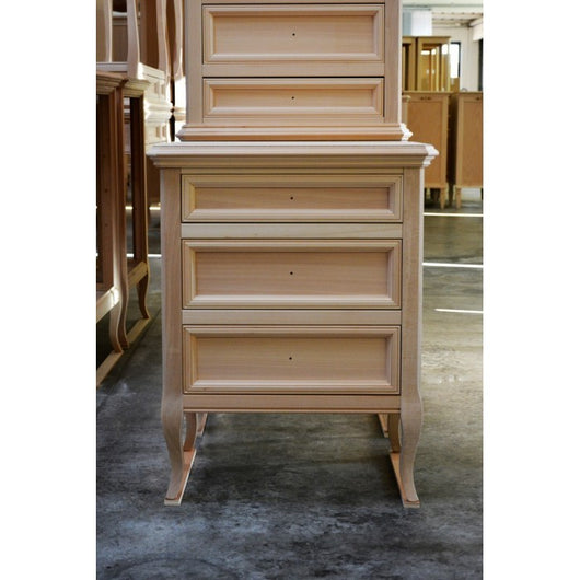 Comodino classico 3 cassetti in legno grezzo l.55 p.36 h.70 - Mobili 2G