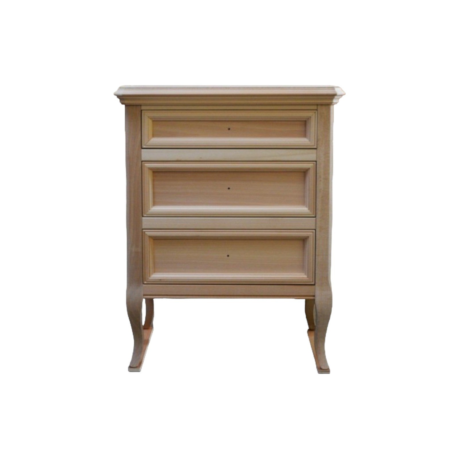 Comodino classico 3 cassetti in legno grezzo l.55 p.36 h.70 - Mobili 2G