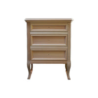 Comodino classico 3 cassetti in legno grezzo l.55 p.36 h.70 - Mobili 2G