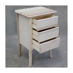 comodino classico 3 cassetti legno grezzo 45x34x71 - Mobili 2G