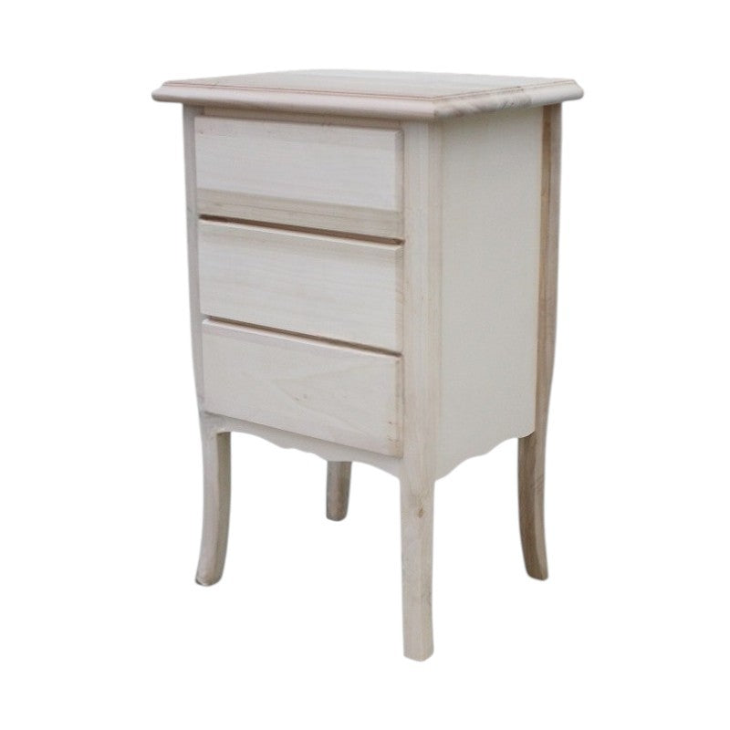 comodino classico 3 cassetti legno grezzo 45x34x71 - Mobili 2G